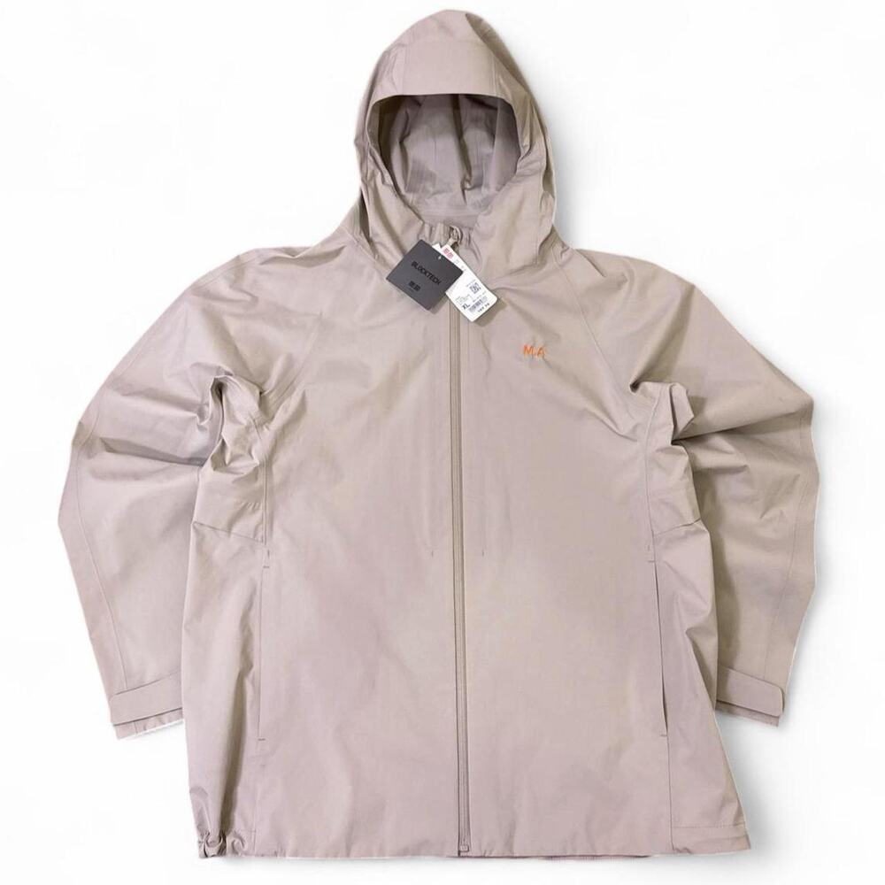 NWT Uniqlo Blocktech Hooded Jacket Women’s XL Beige Full Zip Rain Shell
